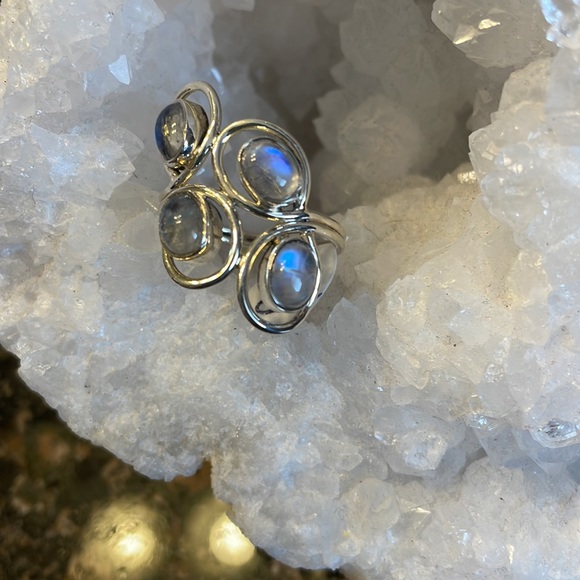 Sterling Silver Genuine Rainbow Moonstone Ring Size 10. Retail 198.00 NWT - Picture 8 of 10